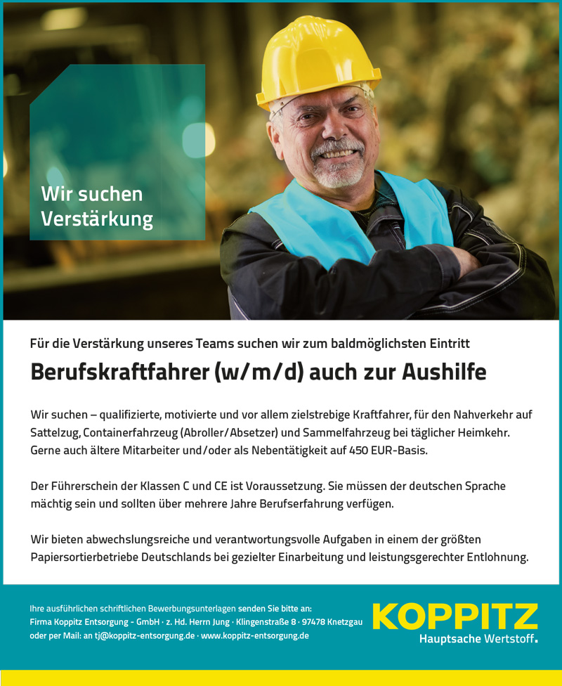 Stellenanzeige_Koppitz_Berufskraftfahrer